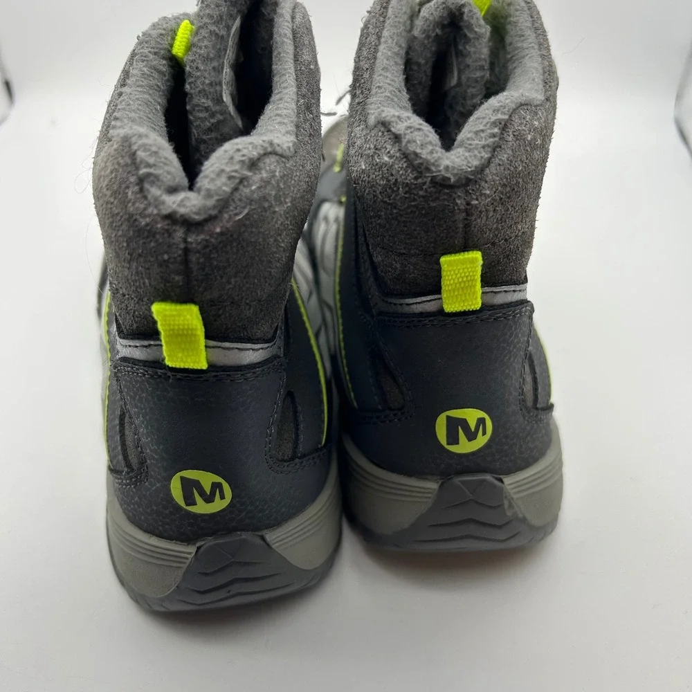 Merrell ML-B Moab Polar Waterproof Winter Boots Grey Lime Green Kids 6.5 MY57097